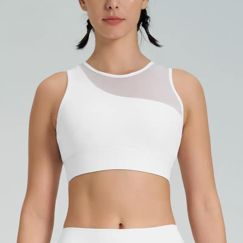 Mesh Shoulder Crop Top