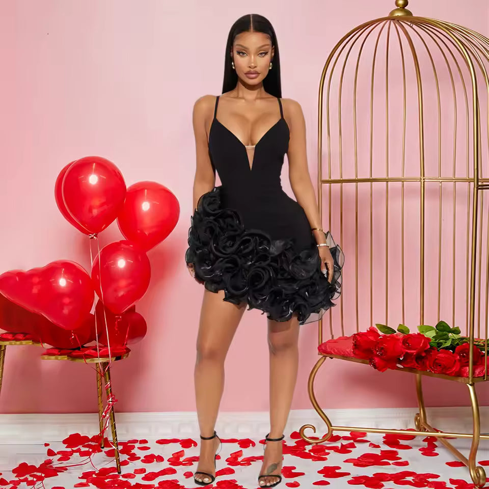 Ruffles Sleeveless Bodycon Mini Pleated Dress