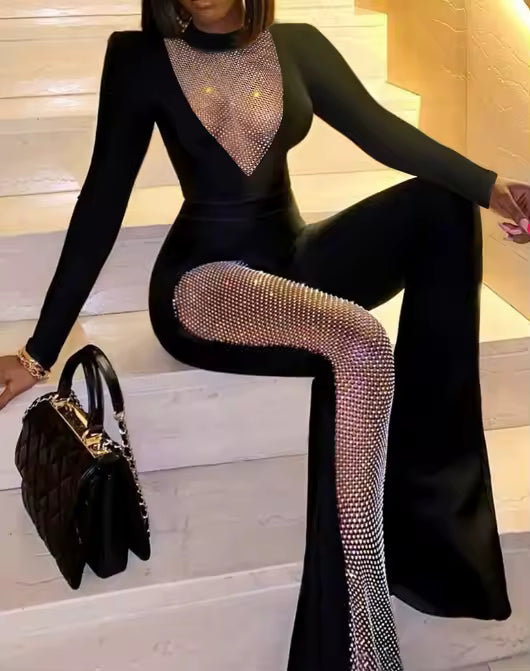 Mesh and Black Jumsuit