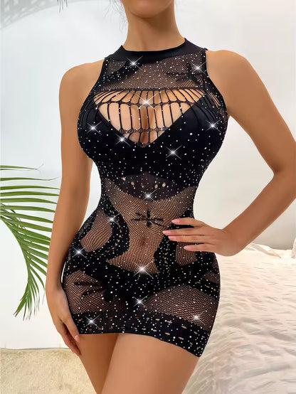 Black Diamonte Fishnet Lingerie
