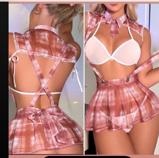 Tartan sexy lingerie set