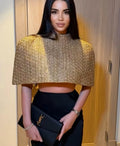 Elegant Gold Sparkle Capelet Top