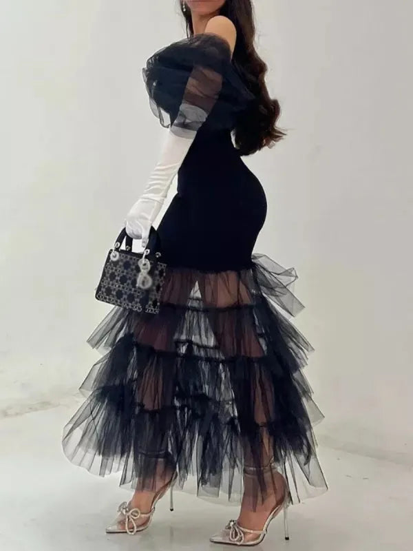 Off the Shoulder Black Dress