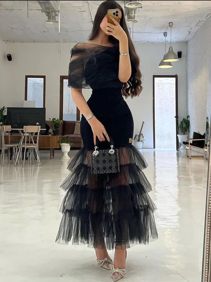 Off the Shoulder Black Dress