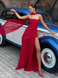 Slit Red Long Dress