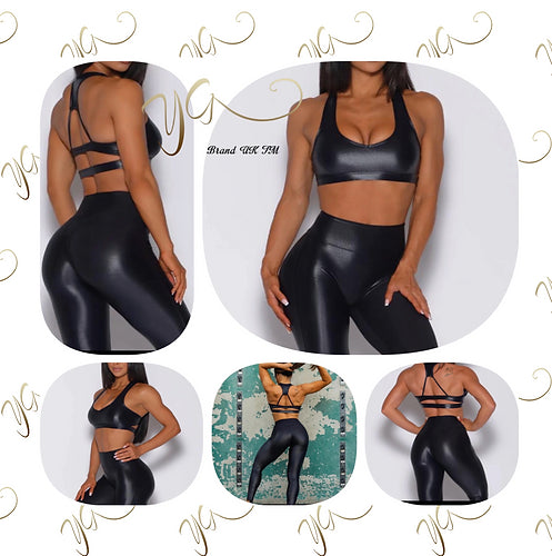 Wet look legging set1